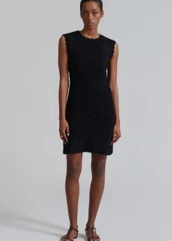 The Frankie Shop Ganni Velvet Crochet Open Back Mini Dress Black New
