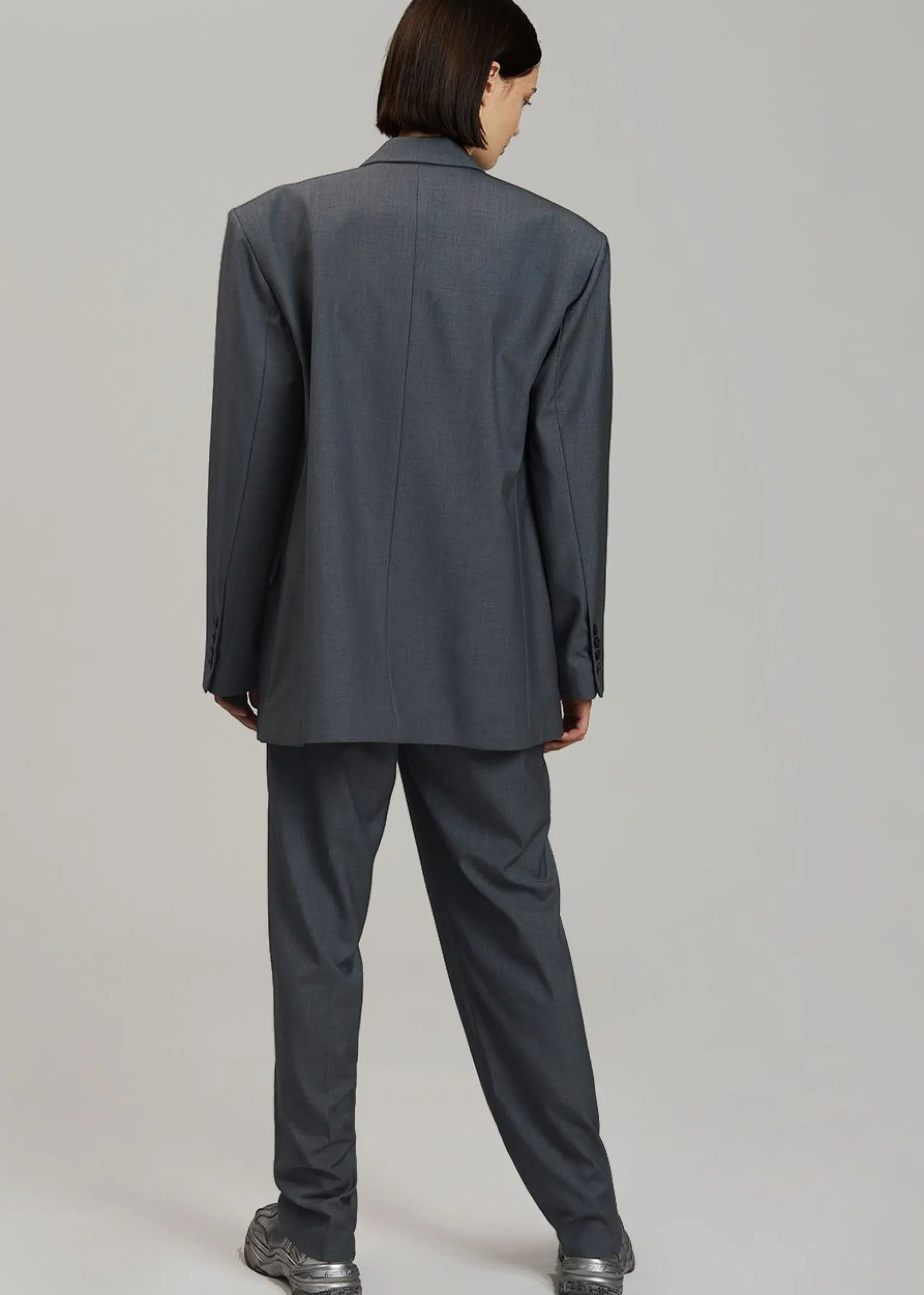 The Frankie Shop Gelso Oversized Blazer Dark Grey Melange Sale