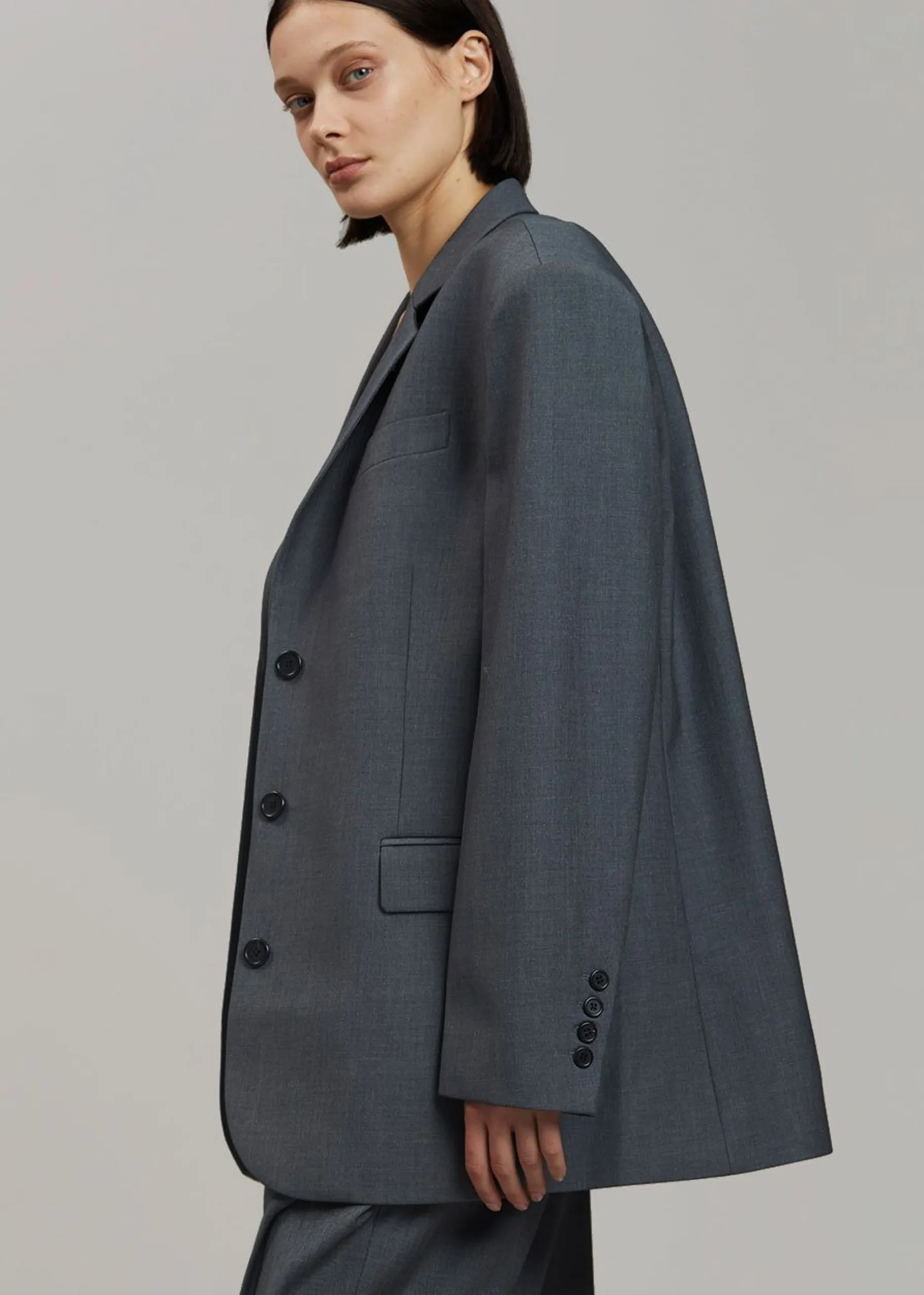 The Frankie Shop Gelso Oversized Blazer Dark Grey Melange Sale