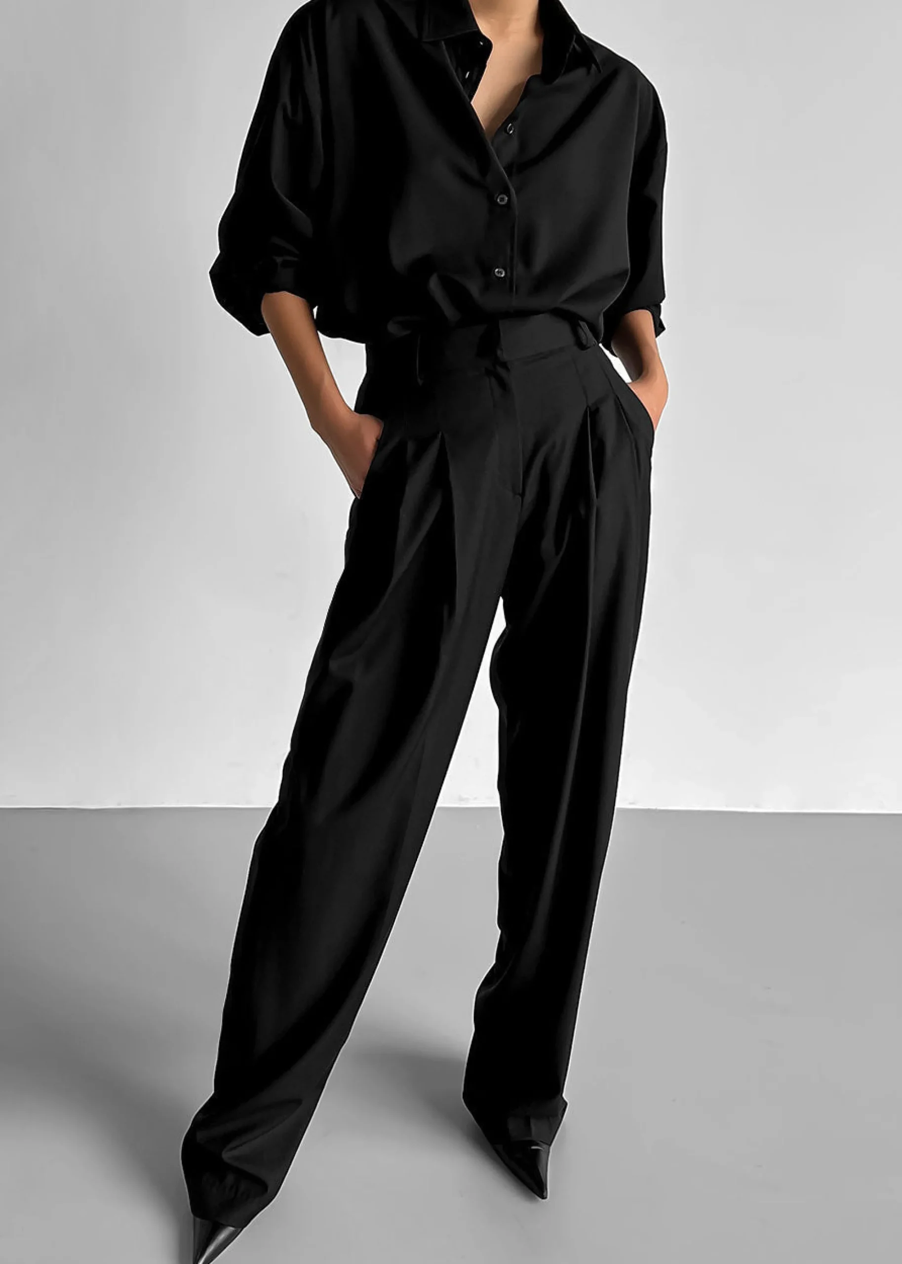 The Frankie Shop Gelso Pleated Trousers Black Sale