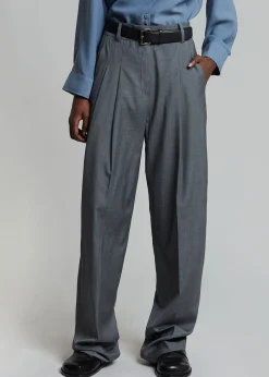 The Frankie Shop Gelso Pleated Trousers Dark Grey Melange Discount