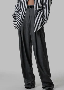 The Frankie Shop Gelso Pleated Trousers Dark Grey Melange Discount