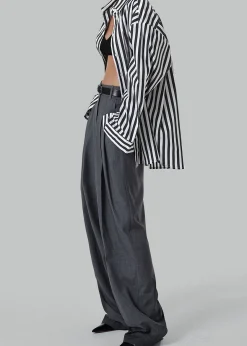 The Frankie Shop Gelso Pleated Trousers Dark Grey Melange Discount