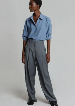 The Frankie Shop Gelso Pleated Trousers Dark Grey Melange Discount