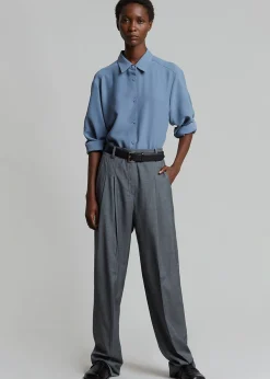 The Frankie Shop Gelso Pleated Trousers Dark Grey Melange Discount