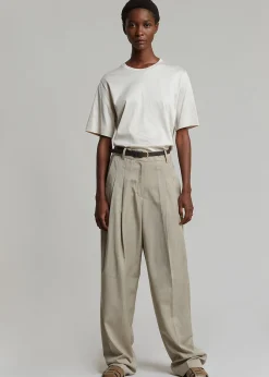 The Frankie Shop Gelso Pleated Trousers Light Taupe Melange Best