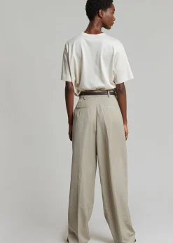 The Frankie Shop Gelso Pleated Trousers Light Taupe Melange Best