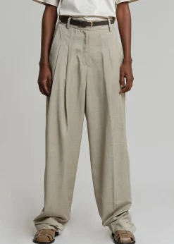 The Frankie Shop Gelso Pleated Trousers Light Taupe Melange Best