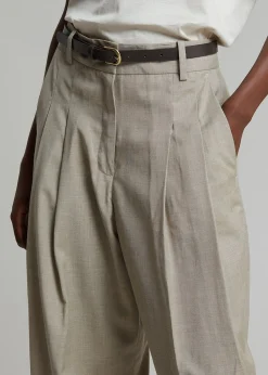 The Frankie Shop Gelso Pleated Trousers Light Taupe Melange Best