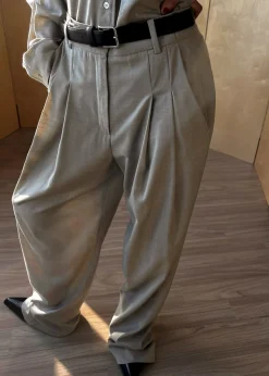 The Frankie Shop Gelso Pleated Trousers Light Taupe Melange Best