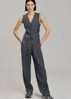 The Frankie Shop Gelso Waistcoat Dark Grey Melange New