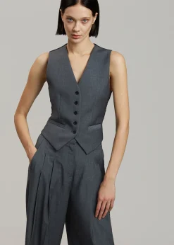 The Frankie Shop Gelso Waistcoat Dark Grey Melange New