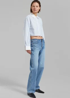 The Frankie Shop Genesis Raw Waist Jeans Worn Wash Clearance