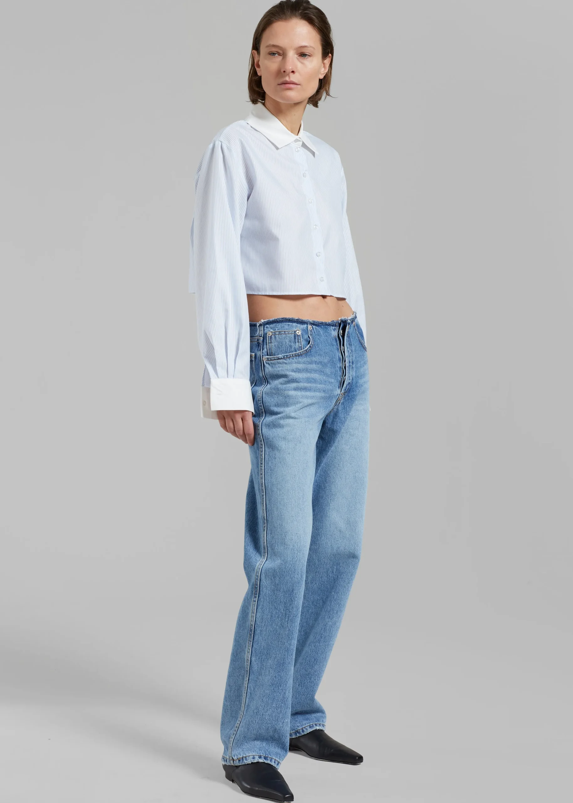 The Frankie Shop Genesis Raw Waist Jeans Worn Wash Clearance