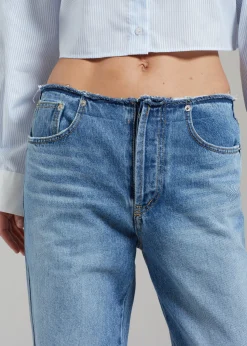 The Frankie Shop Genesis Raw Waist Jeans Worn Wash Clearance