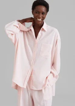 The Frankie Shop Georgia Fluid Shirt Pink Pinstripe Clearance