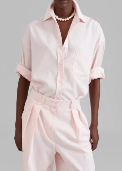 The Frankie Shop Georgia Fluid Shirt Pink Pinstripe Clearance
