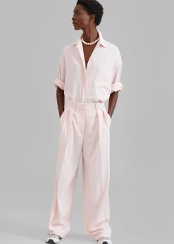The Frankie Shop Georgia Fluid Shirt Pink Pinstripe Clearance