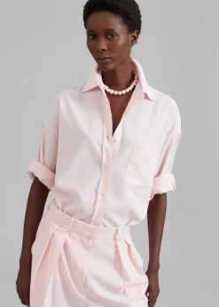 The Frankie Shop Georgia Fluid Shirt Pink Pinstripe Clearance
