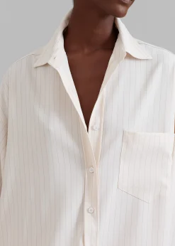 The Frankie Shop Georgia Fluid Shirt Beige Pinstripe Online