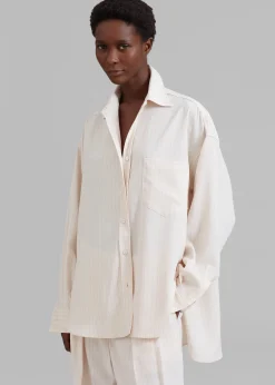 The Frankie Shop Georgia Fluid Shirt Beige Pinstripe Online