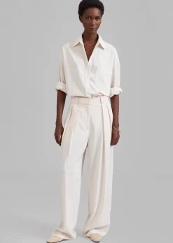 The Frankie Shop Georgia Fluid Shirt Beige Pinstripe Online