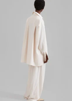 The Frankie Shop Georgia Fluid Shirt Beige Pinstripe Online