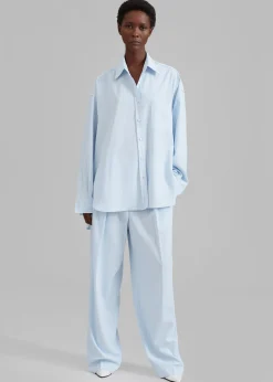 The Frankie Shop Georgia Fluid Shirt Blue Pinstripe Discount