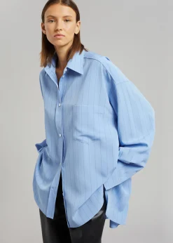 The Frankie Shop Georgia Fluid Stripe Shirt Powder Blue Outlet