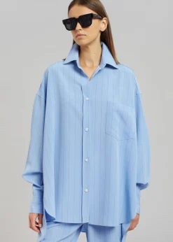 The Frankie Shop Georgia Fluid Stripe Shirt Powder Blue Outlet
