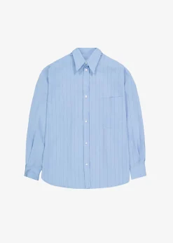 The Frankie Shop Georgia Fluid Stripe Shirt Powder Blue Outlet