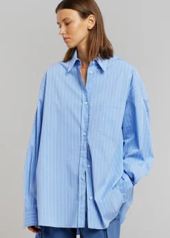 The Frankie Shop Georgia Pinstripe Shirt Light Blue Best