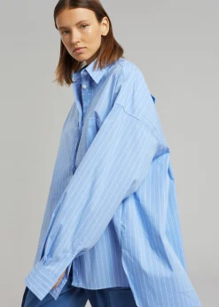 The Frankie Shop Georgia Pinstripe Shirt Light Blue Best