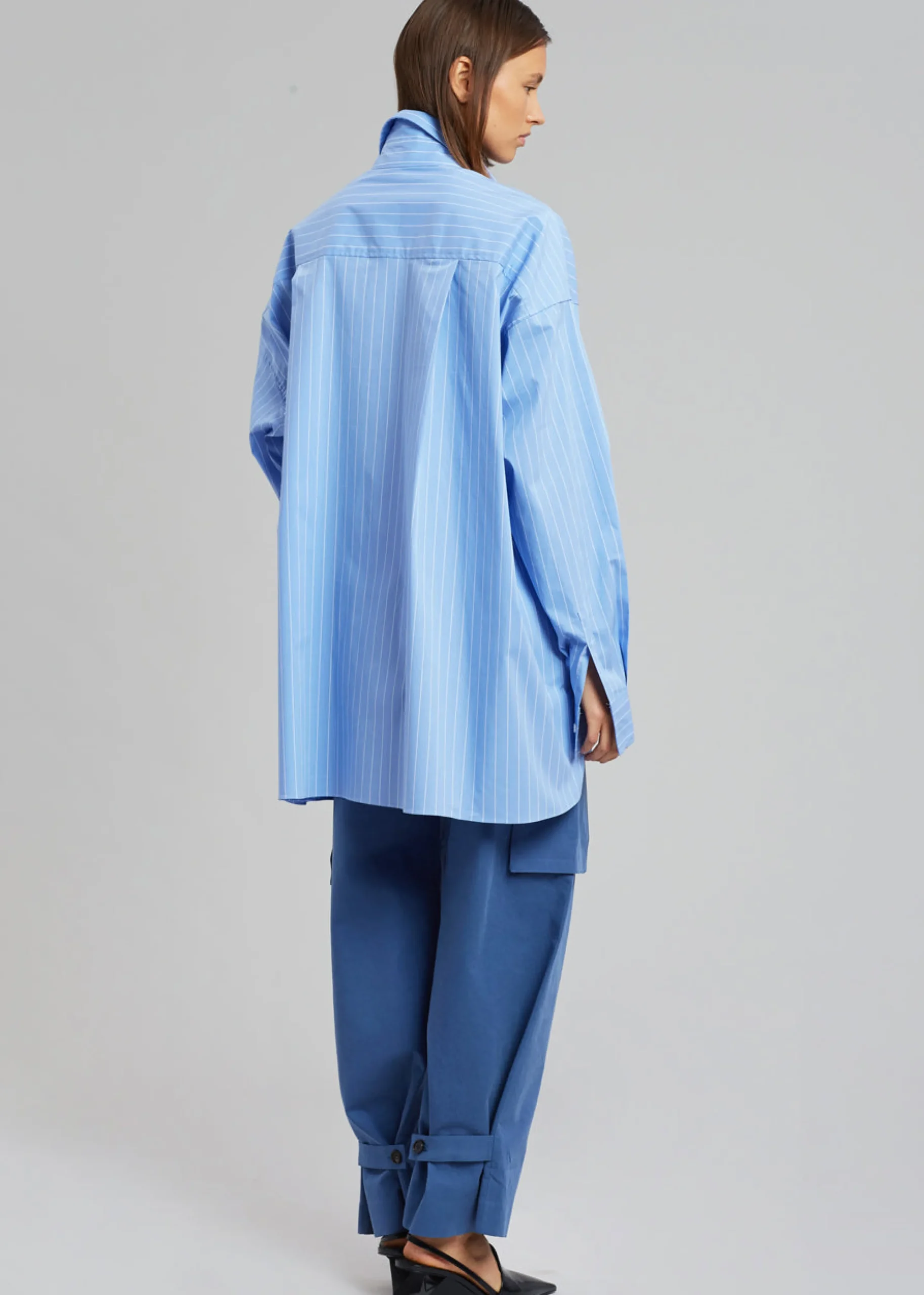 The Frankie Shop Georgia Pinstripe Shirt Light Blue Best
