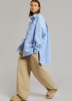 The Frankie Shop Georgia Stripe Shirt White/Light Blue Sale