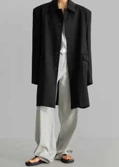 The Frankie Shop Ghent Padded Shoulder Trench Black Clearance