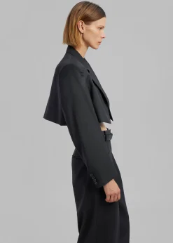 The Frankie Shop Glenn Cropped Crossover Blazer Charcoal Best