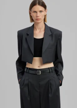 The Frankie Shop Glenn Cropped Crossover Blazer Charcoal Best