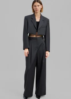 The Frankie Shop Glenn Cropped Crossover Blazer Charcoal Best