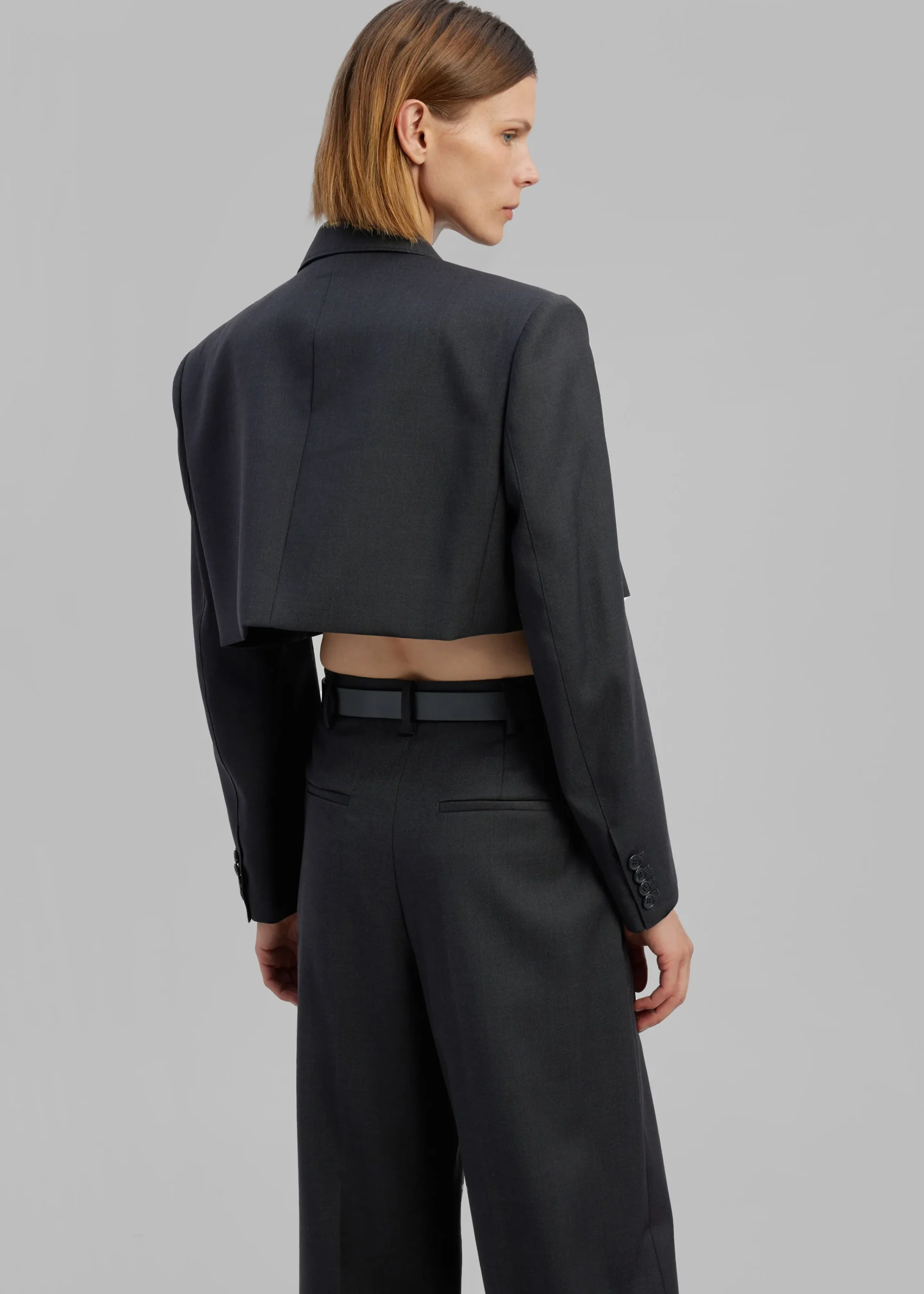 The Frankie Shop Glenn Cropped Crossover Blazer Charcoal Best