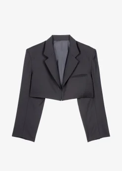 The Frankie Shop Glenn Cropped Crossover Blazer Charcoal Best