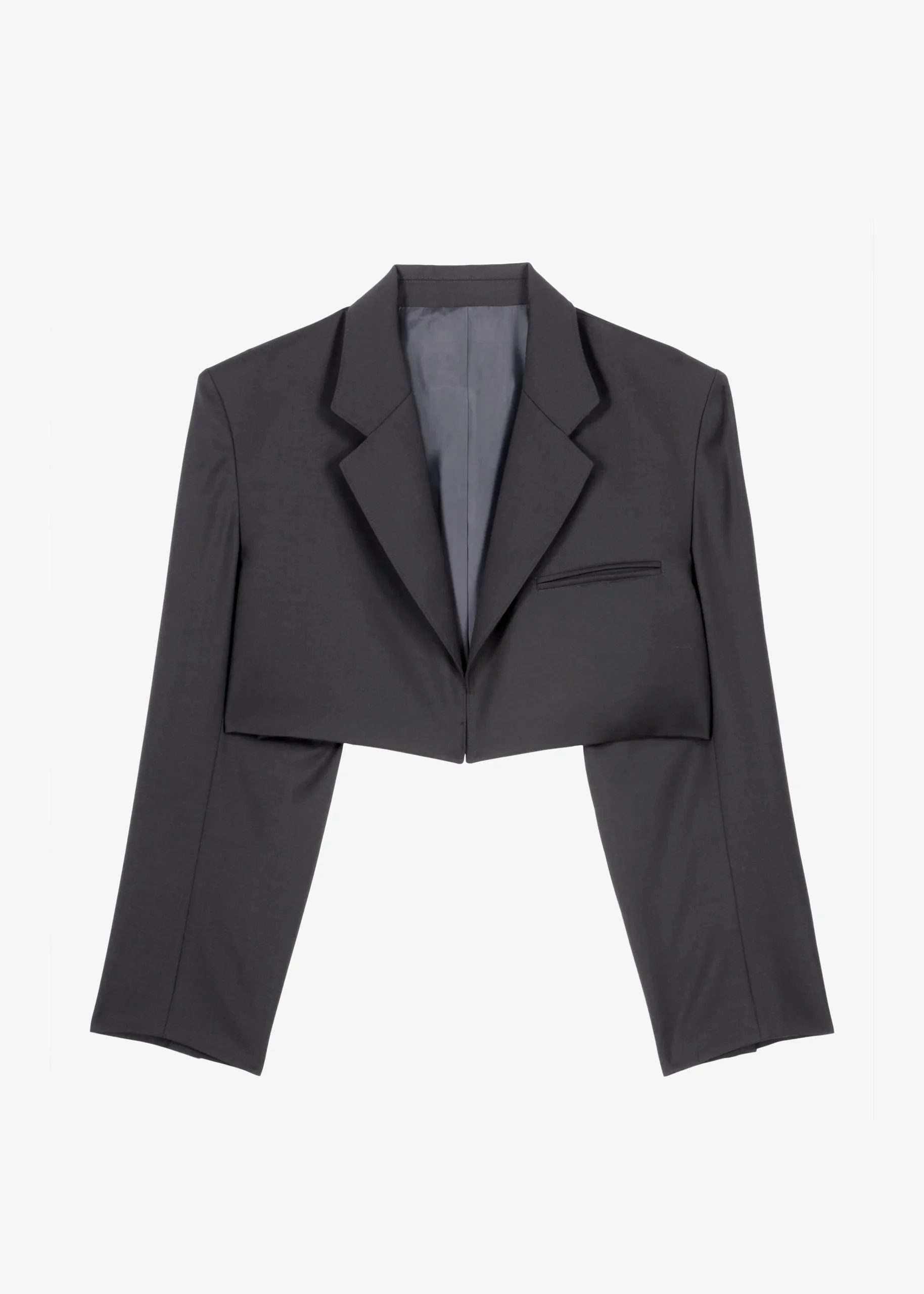 The Frankie Shop Glenn Cropped Crossover Blazer Charcoal Best