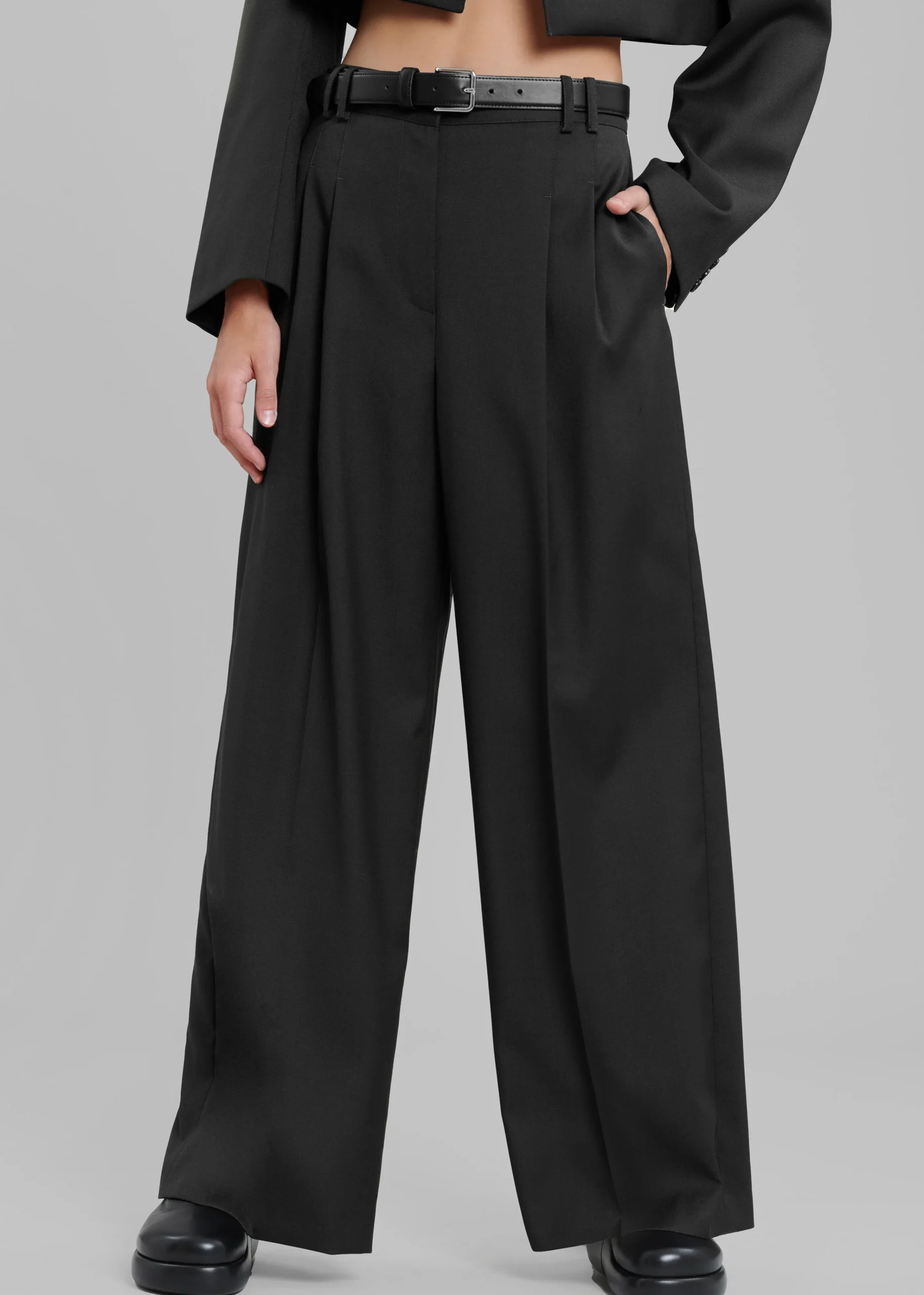 The Frankie Shop Glenn Wide Pants Black New