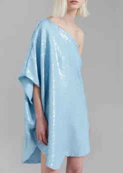 The Frankie Shop Gloria Sequins One Shoulder Dress Sky Clearance