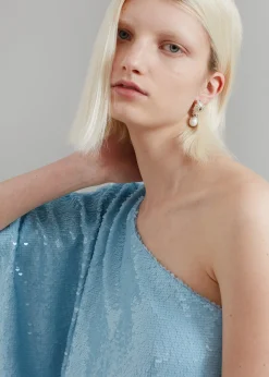 The Frankie Shop Gloria Sequins One Shoulder Dress Sky Clearance