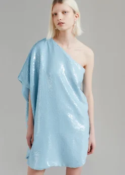 The Frankie Shop Gloria Sequins One Shoulder Dress Sky Clearance