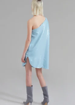 The Frankie Shop Gloria Sequins One Shoulder Dress Sky Clearance