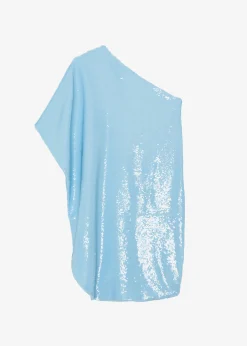 The Frankie Shop Gloria Sequins One Shoulder Dress Sky Clearance