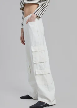 The Frankie Shop Hailey Denim Oversized Cargo Pants White Online