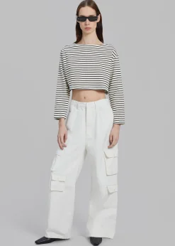 The Frankie Shop Hailey Denim Oversized Cargo Pants White Online